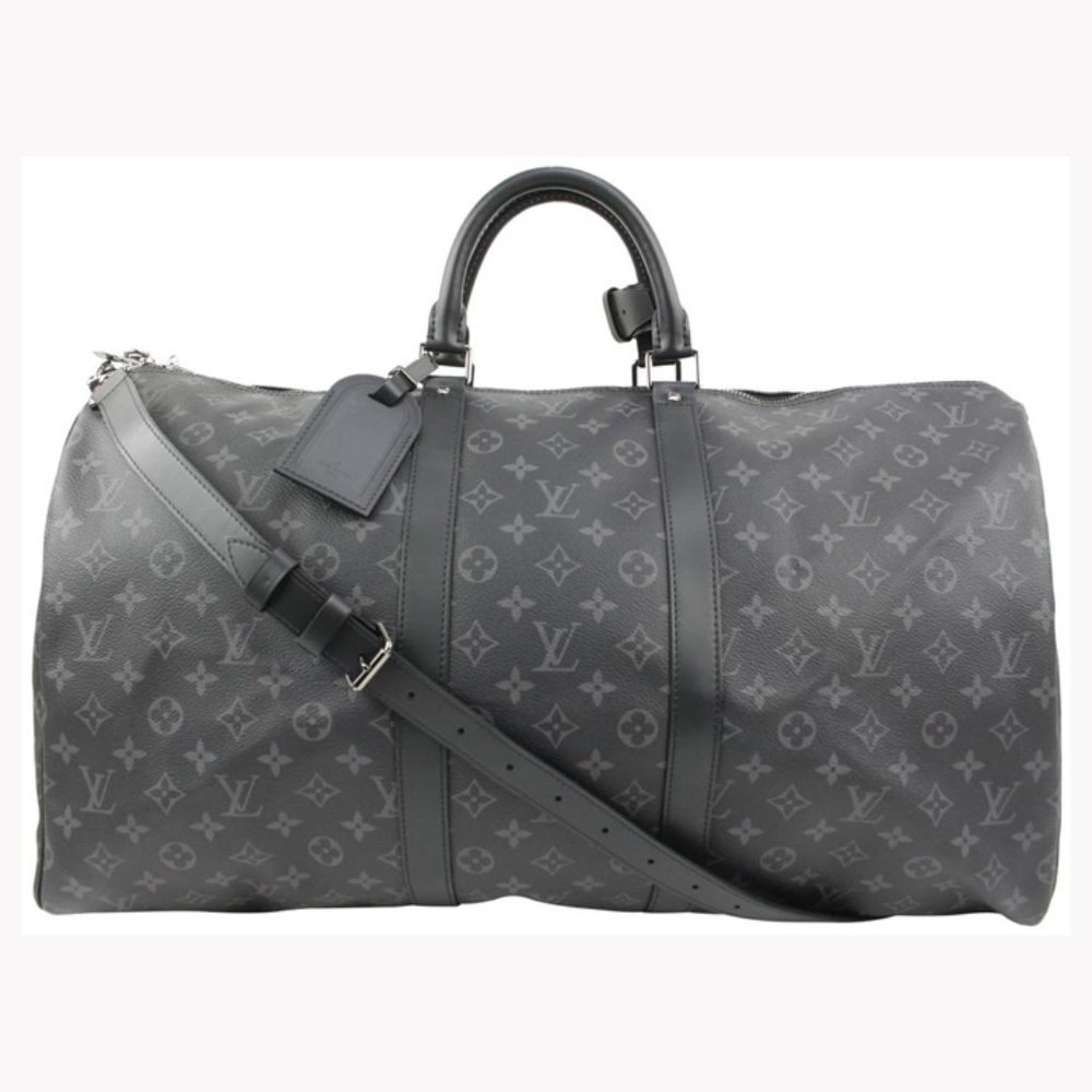 Louis Vuitton Black Monogram Eclipse Keepall Bandouliere 55 Duffle Bag Strap